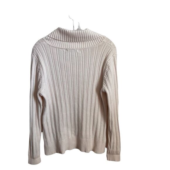 Liz Claiborne Cream Cable Knit Sweater Size Large 100% Cotton - Picture 4 of 8